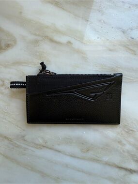 Givenchy Black Zip Card Holder with Embossed Detail